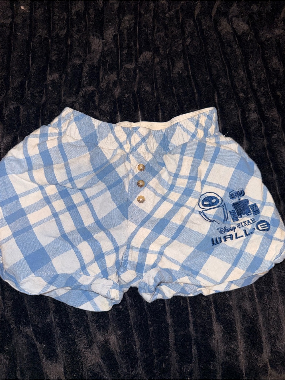 Disney Pixar WALL·E Blue Plaid Women's Pajama Shorts